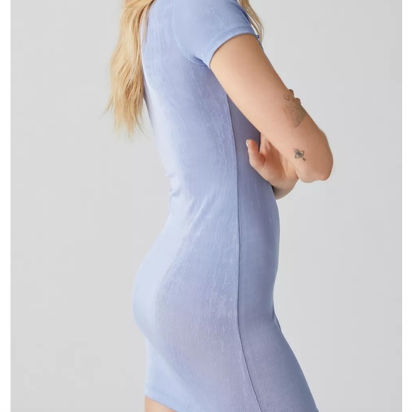 NWT UO Y2K Stretchy Cut-Out Christy Keyhole Pastel Mini Dress Baby Blue - Picture 3 of 3